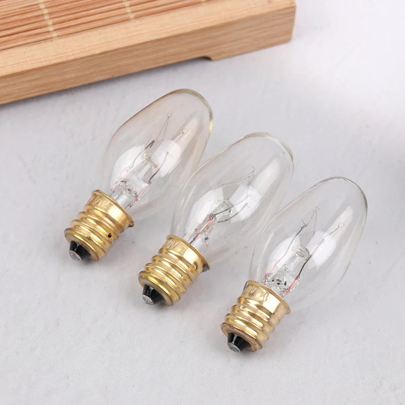 E12 120V 7W Transparent Warm Yellow Tungsten Lamp Light Bulb Qme