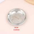 Thickened Stainless Steel Round Plates Polished Shallow Dinner Qme 16CM 2pieces