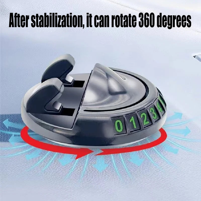 2 in 1 Car Phone Holder with Temporary Parking Number Plate,360° Rotatable Cell Phone Stand,Anti-Slip Luminous Car Phone Mount Qme