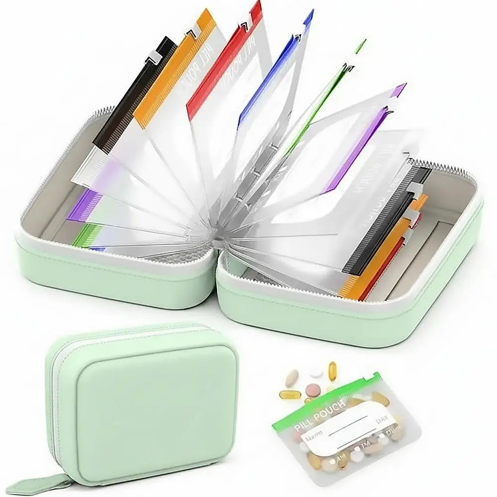 Waterproof Pill Pouches Organizer Binder Case Color-coded Reusable Qme