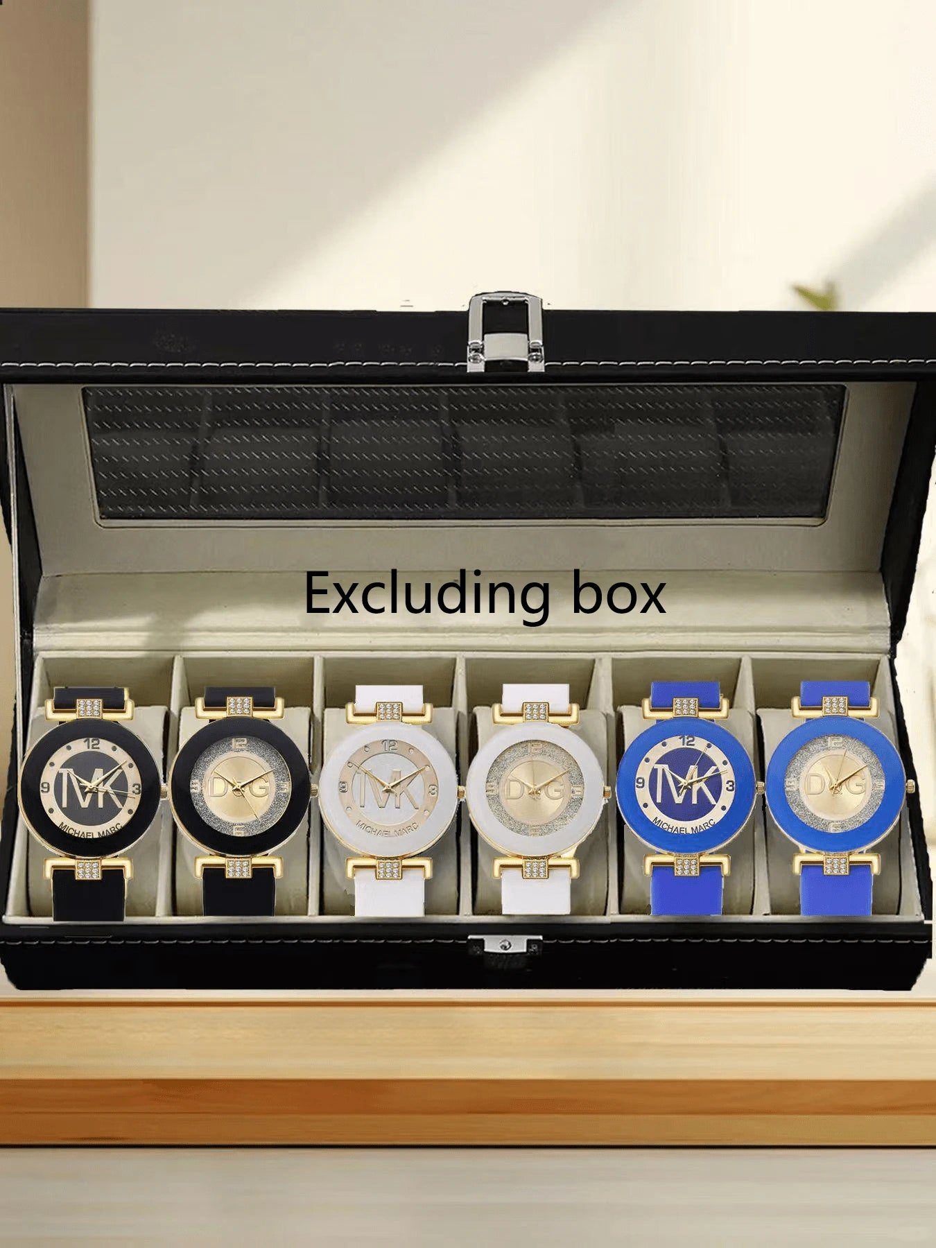 6pcs/5pcs/4pcs Fashion Classic Spot Silicone Diamond Set Large Dial Digital Men's and Women's Quartz Watch Qme 6pcs