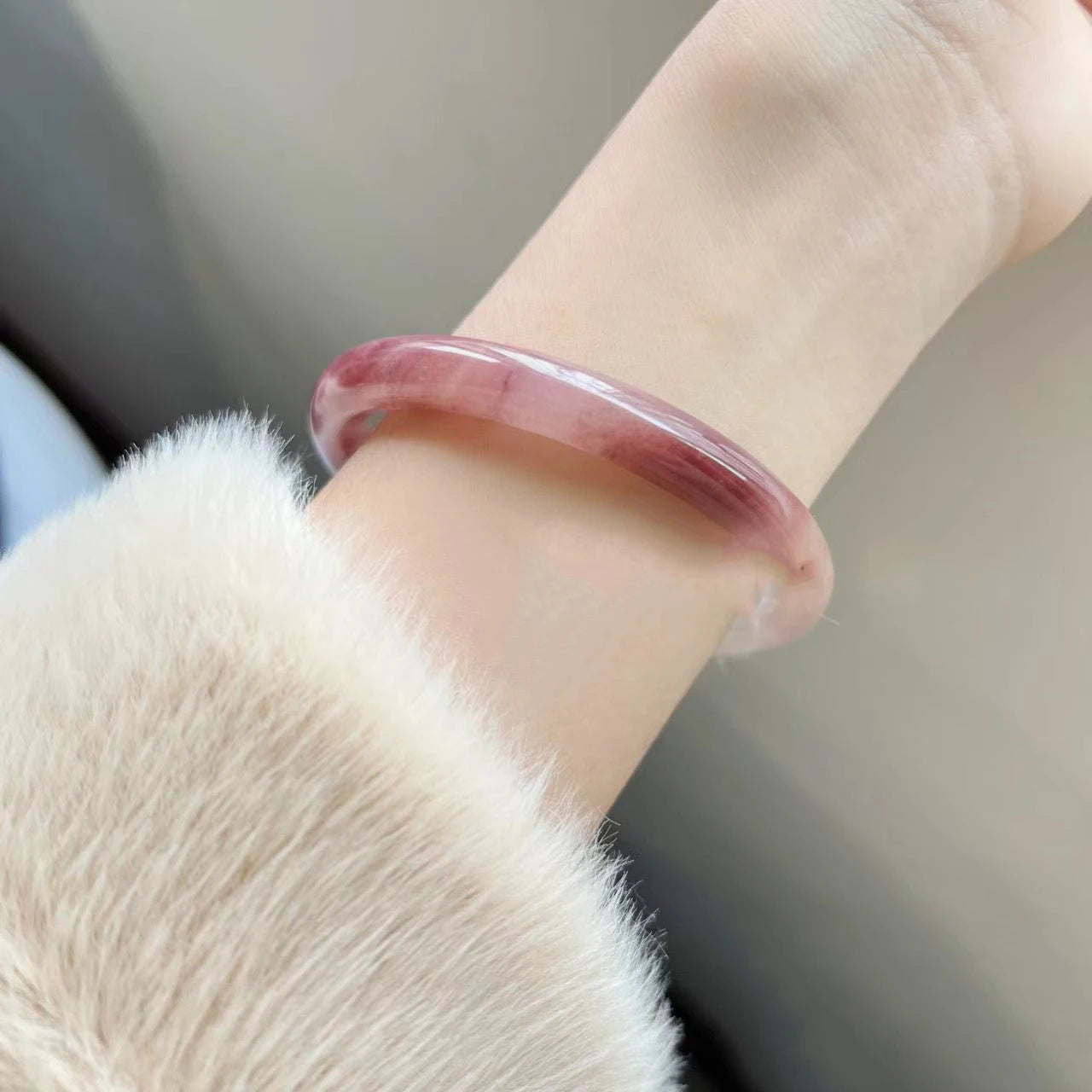 Beautiful Guifei Round Strip Thick Glass Anti Jade Ice Penetrating Bangle Bracelet Ancient Palace Hanfu Jewelry Accessories Qme Purple 58-62mm