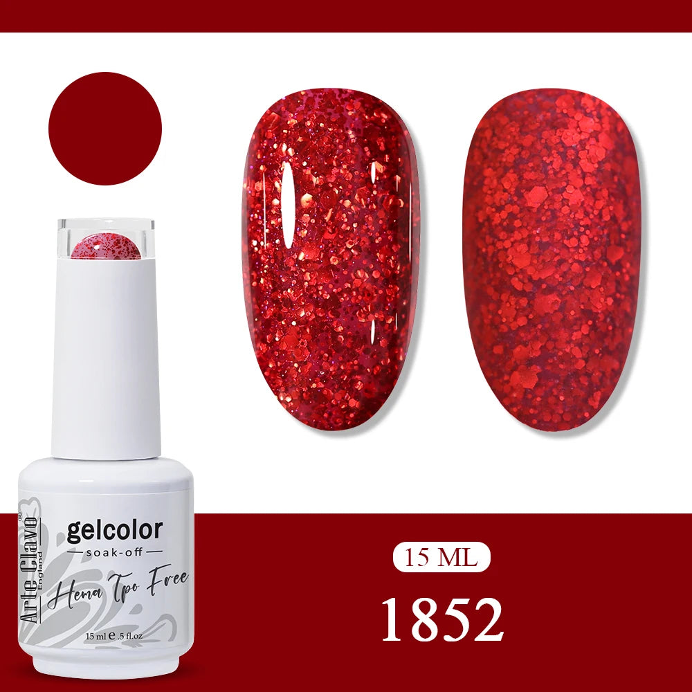 Arte Clavo Glitter Gel Nail Polish HEMA TPO Sliver Champagne Qme 1852