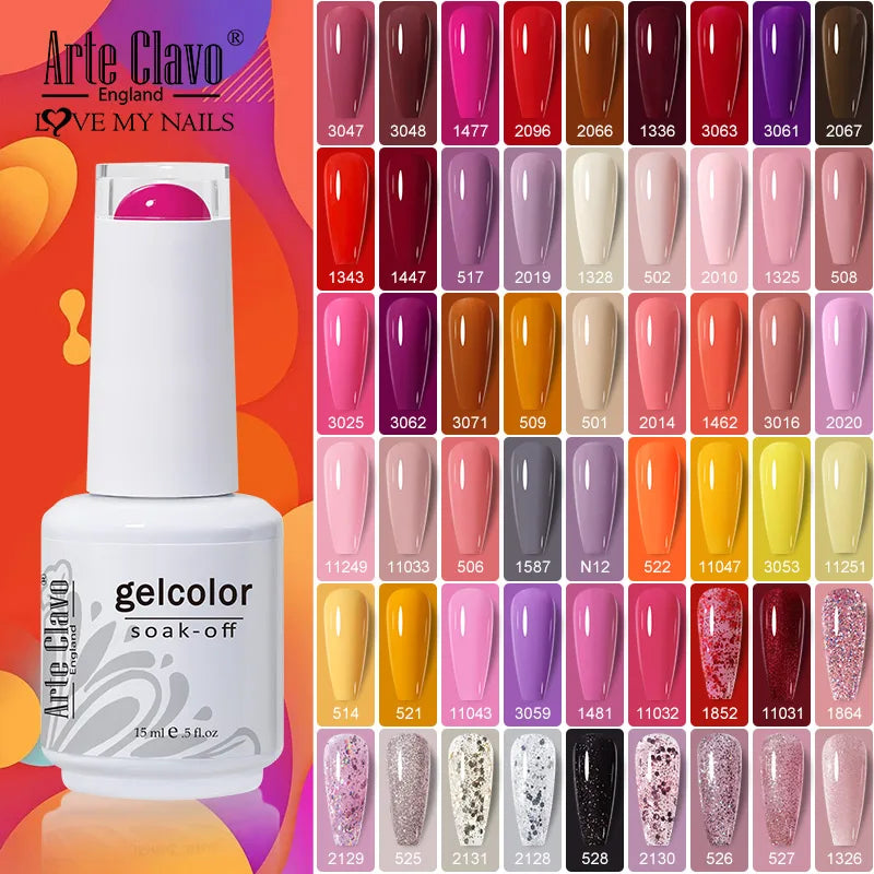 Arte Clavo 99Colors Gel Nail Polish Purple Glitter Sequins Manicure Qme