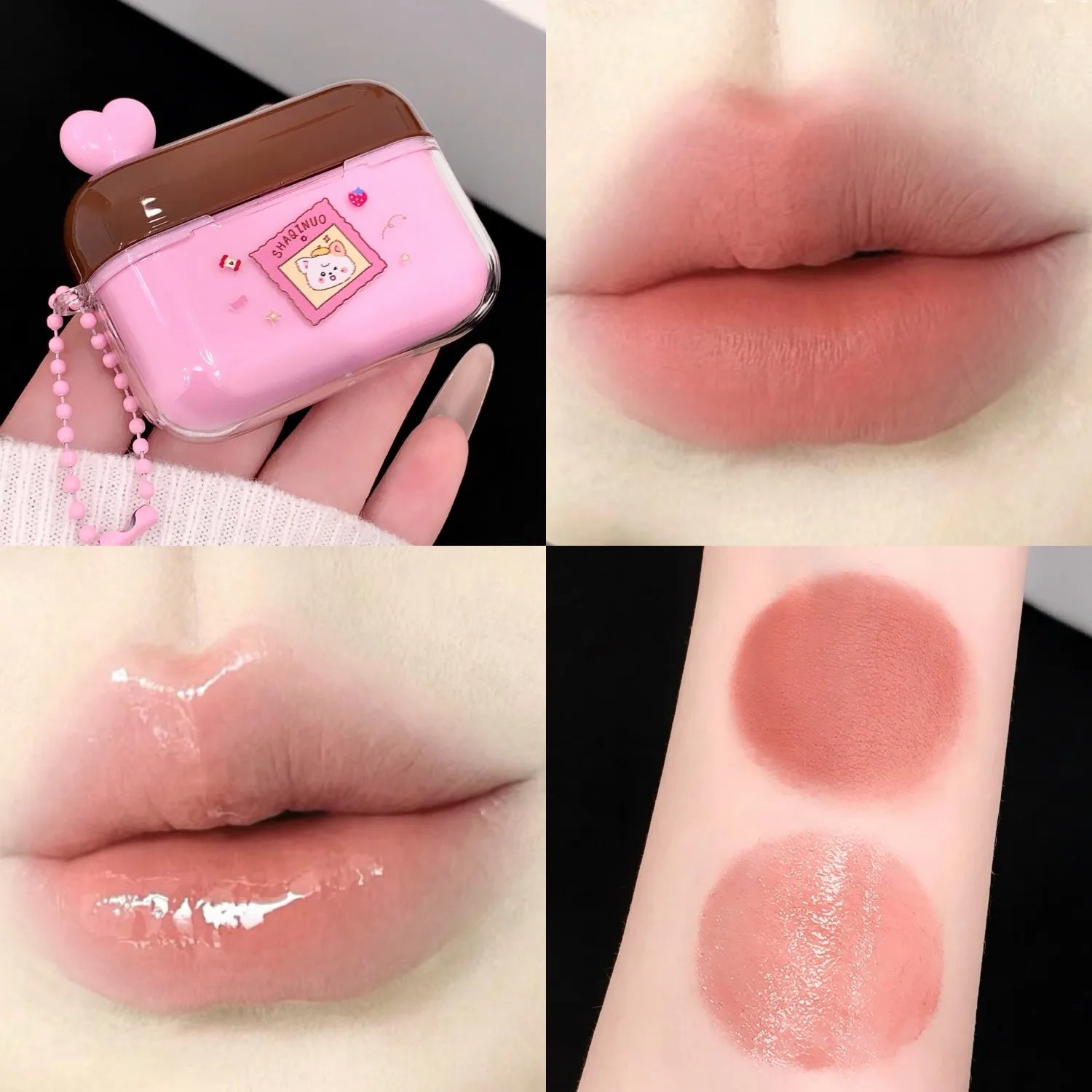 SHAQINUO Water Gloss Velvet Matte Lip Glaze Combination Two-pack Qme S9150-3