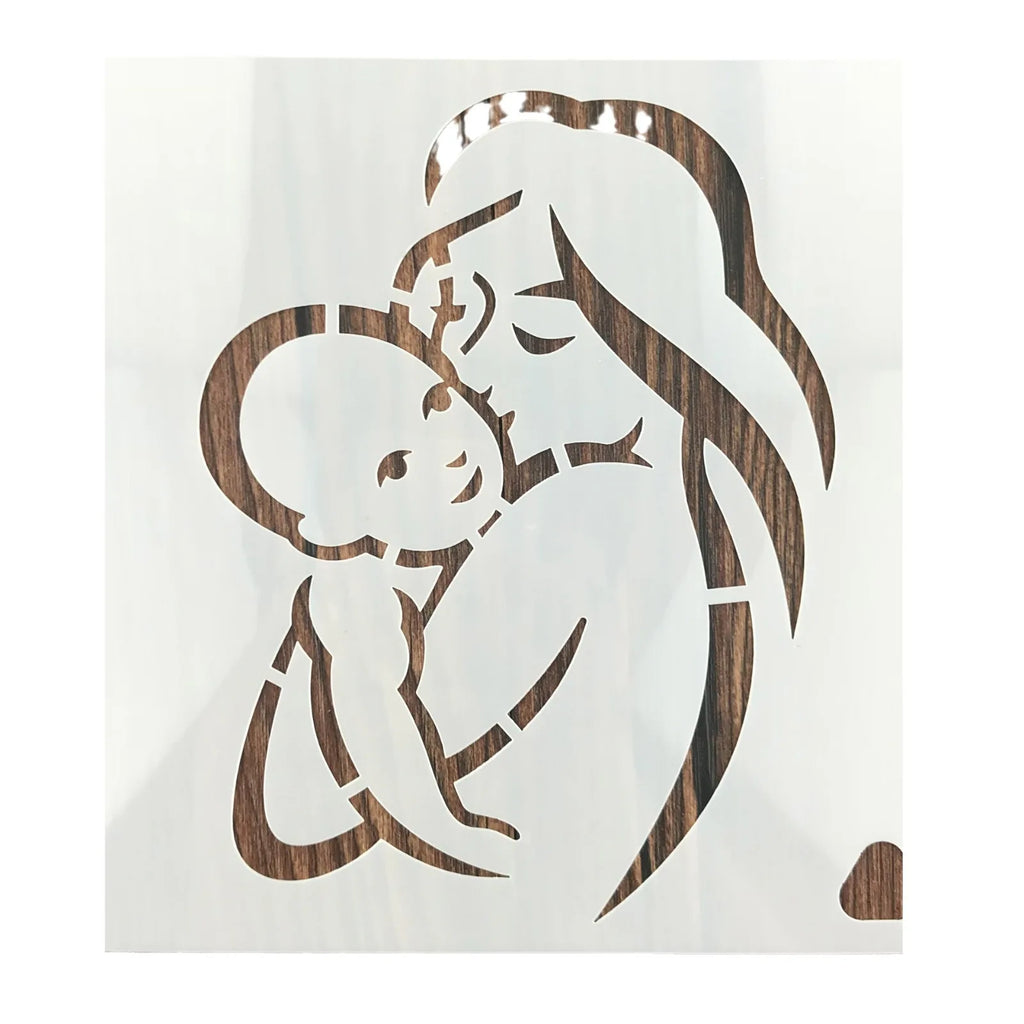 7 Pieces Mother's Day Stencil Template Painting Plastic Hollow Templates, for Cake Spraying model, Painting And Decor Plastic Qme