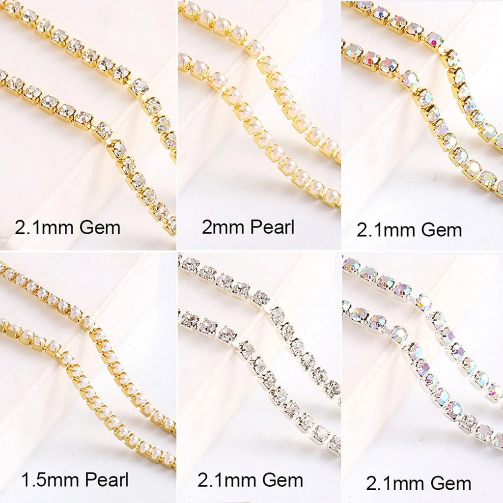 Nail Art Diamond Chain Colorful Charms Deco Ongles Accessories Metal Qme