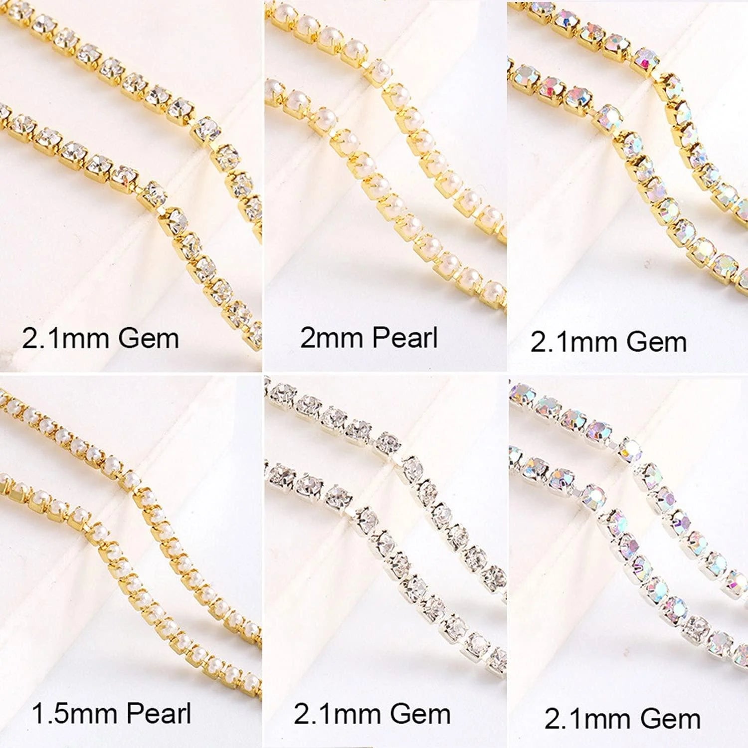 Nail Art Diamond Chain Colorful Charms Deco Ongles Accessories Metal Qme