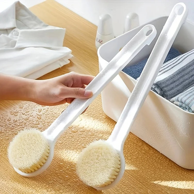 Bath brush with long handle and soft bristles, bath brush with rubbing back, back cleaning brush, bath brush Qme