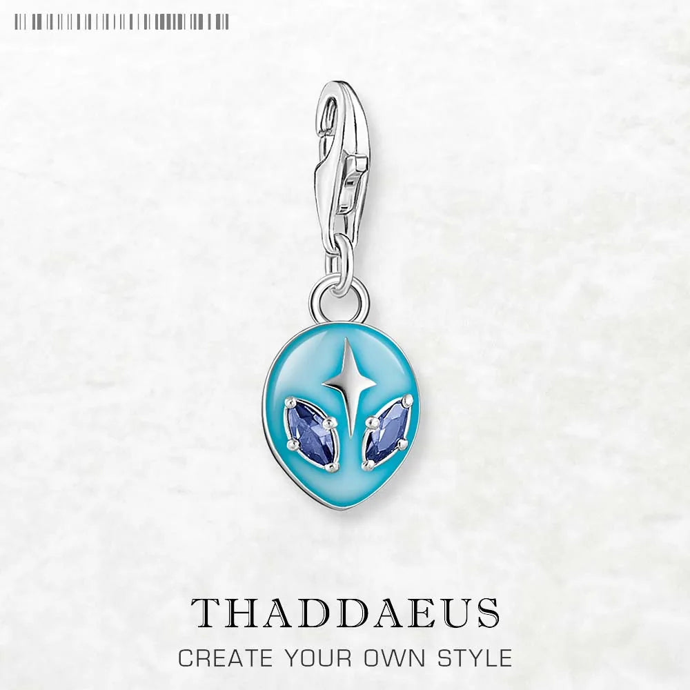 Alien Head Dangle Charm Pendant Europe Style Fine Jewelry Women Men Trendy Gift In 925 Sterling Silver Qme Lobster Clasp 3