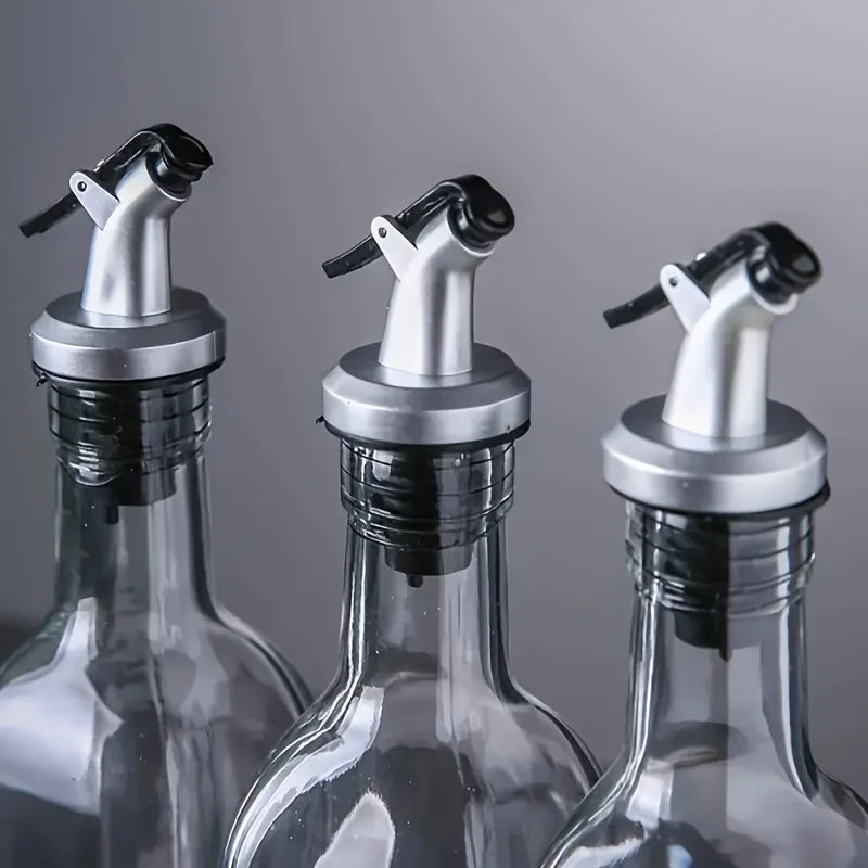 1pc Leak-Proof Silvery Oil Pourer Cap - Easy-Pour Spout, Durable ABS, Multi-Use for Soy Sauce, Vinegar & Cooking Oils - Space Qme