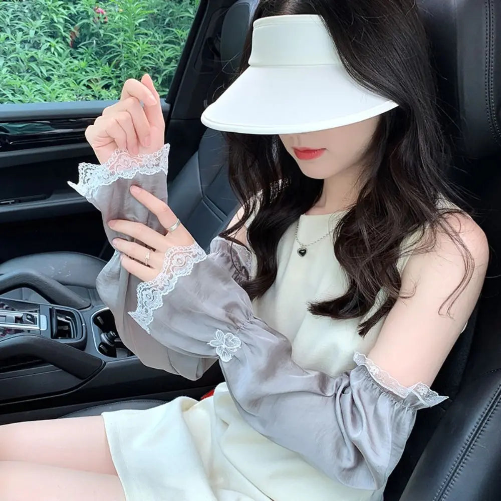 Breathable Anti-UV Ice Silk Sleeves UV Insulation Butterfly Sunscreen Sleeve Arm Covers Sunscreen Sun Protection Cover Summer Qme grey