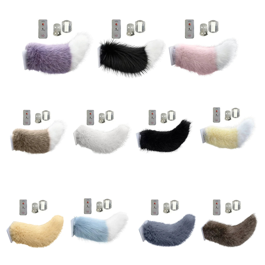Car Electric Remote Control Tail Moving Shake Wagging Plush Tail Ornament For Auto Motorcycle Decorate Accessories ﻿ Qme