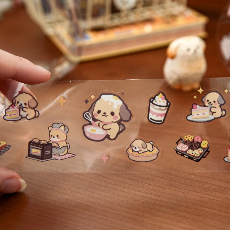 2m/Roll Cartoon Pet Theme Washi Tape Cute Sticker Decorative Collage Adhesive DIY Scrapbooking Hand Made Masking Tape Stationery Qme