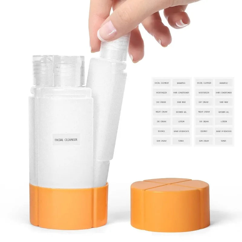 4-in-1 Leak-proof Bottle 4 Travel Gym Camping Carry-on Toiletries Qme Orange