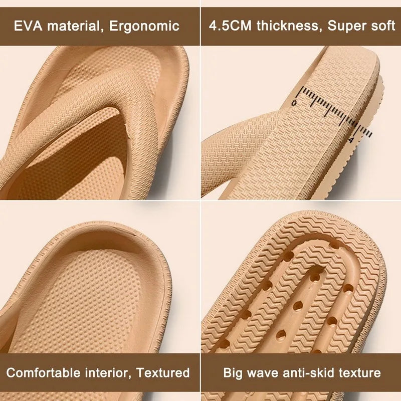New Summer Platform Flip-Flops Handmade Flower Soft Bottom Cloud Slippers Travel Holiday Beach Lady Cute Shoes Women Slides Qme