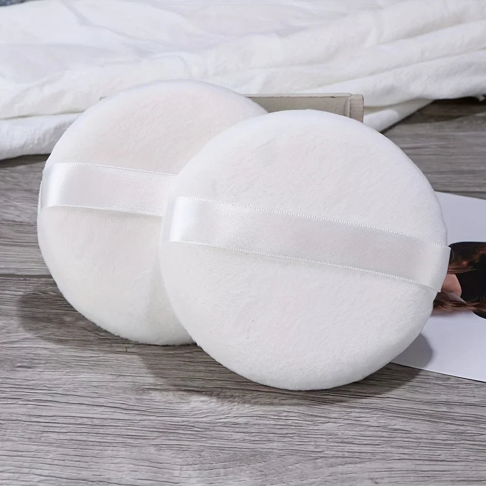 Extra-large-sized body, facial makeup pads - with satin handles, suitable for powder, application and setting foundation Qme