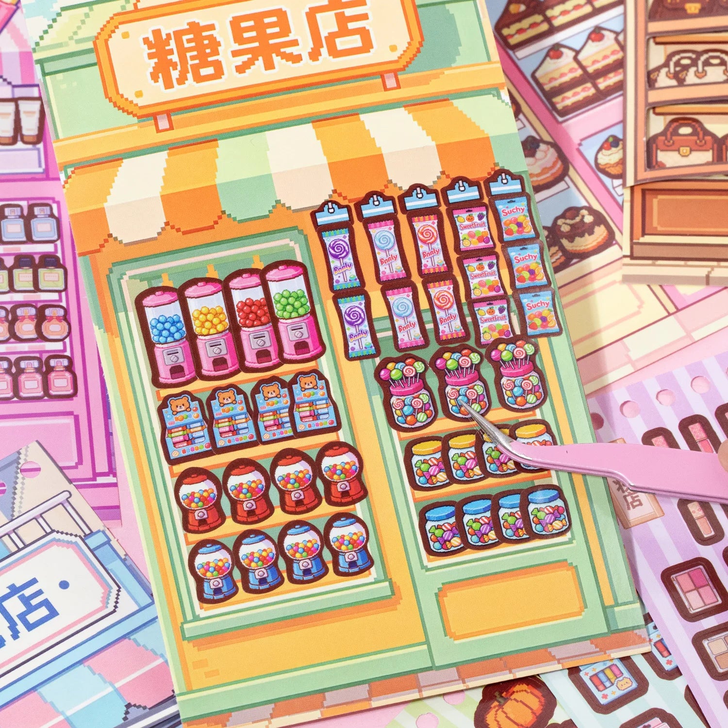 TIANZI 3D Scene Cartoon Landscape Stickers Book Collection Stacking Sticker Stereoscopic Hut DIY Cute Scenic Sticker Set Gift Qme