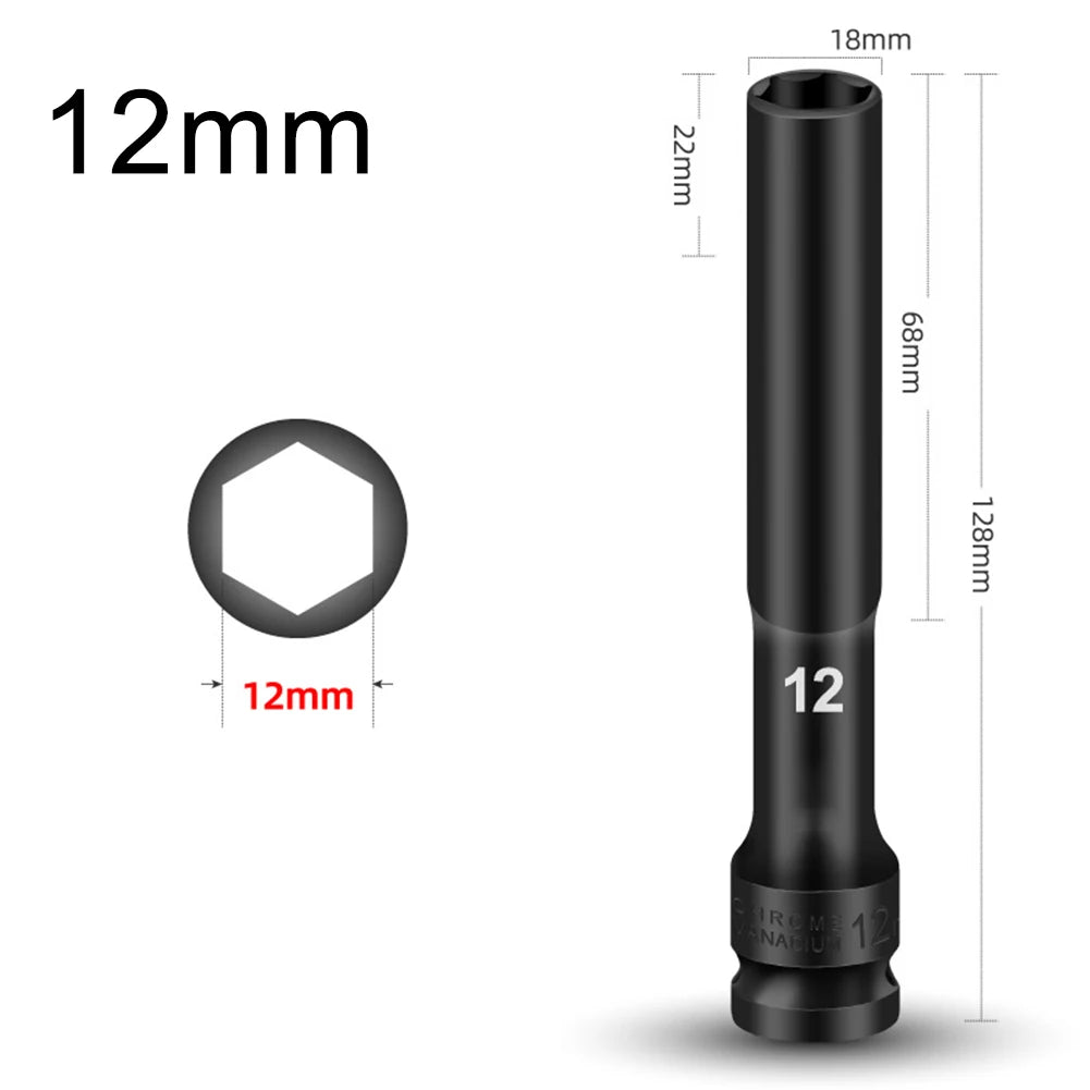 1/2 Drive Socket Wrench Hex Socket Head 8-24mm Adapter Spanner Converter Replacement Parts Tire Removal Tools Accessories Qme 12mm