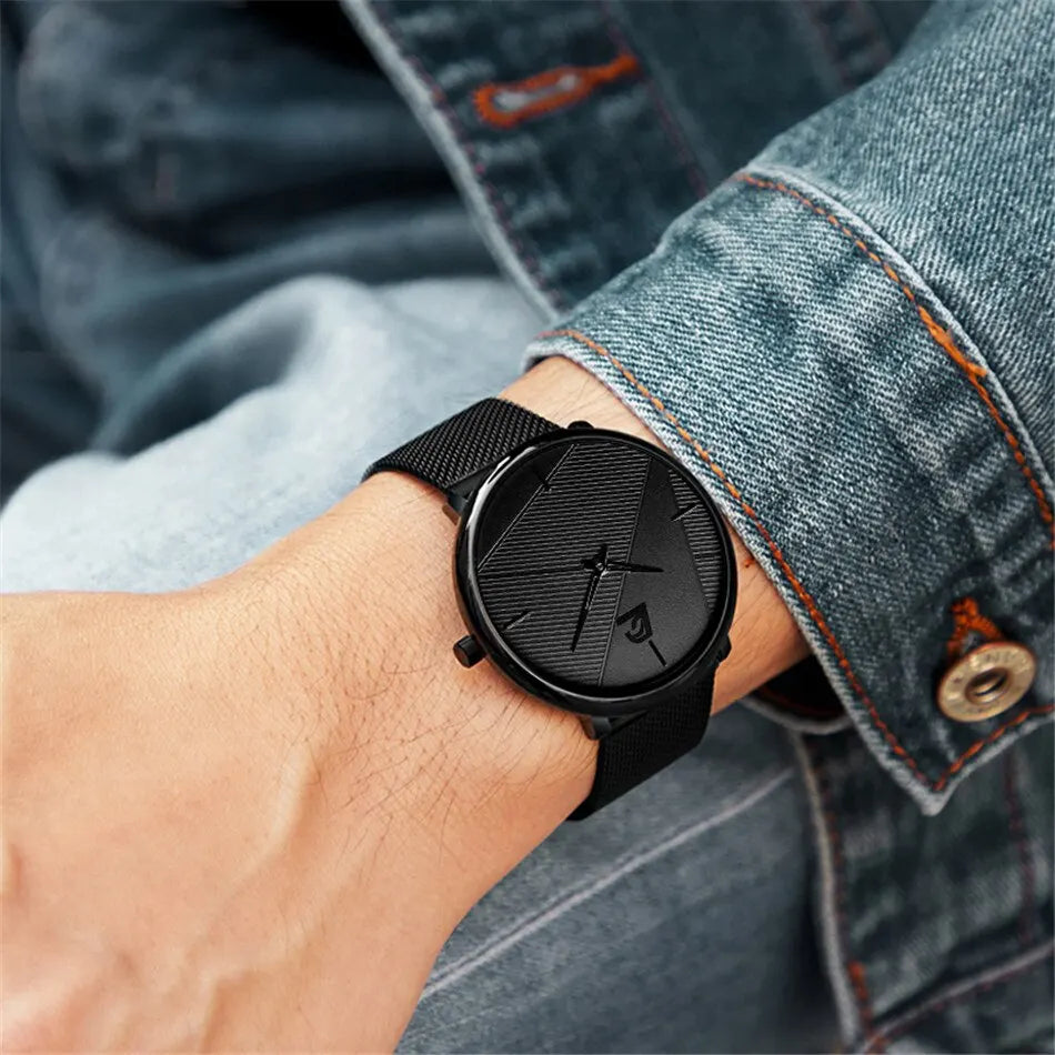 Men's Minimalist Quartz Watch Set, Simple, Business Mesh Belt,Men's Necklace, Bracelet, Bracelet Watch, Fashion, 3 Pieces Qme