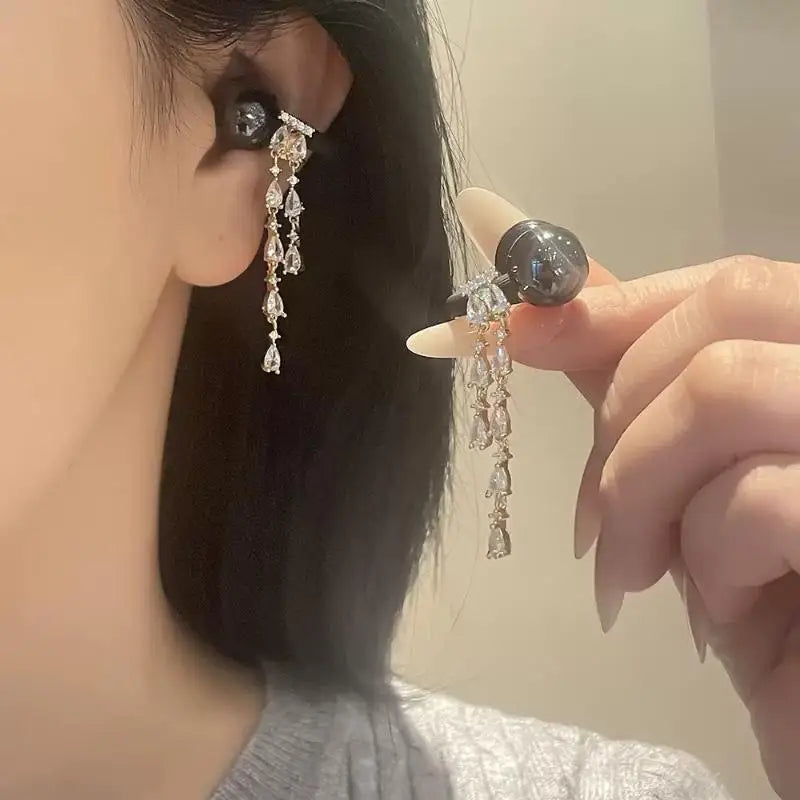 Elegant Waterdrop Ear Clips Non-slip DIY Decor Accessories Earphone Qme