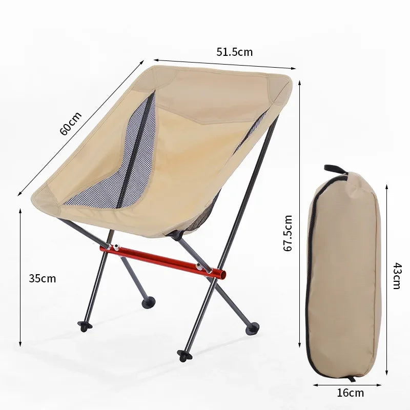 Portable Aluminum Alloy Moon Chair Outdoor Dining Camping Leisure Qme Beige
