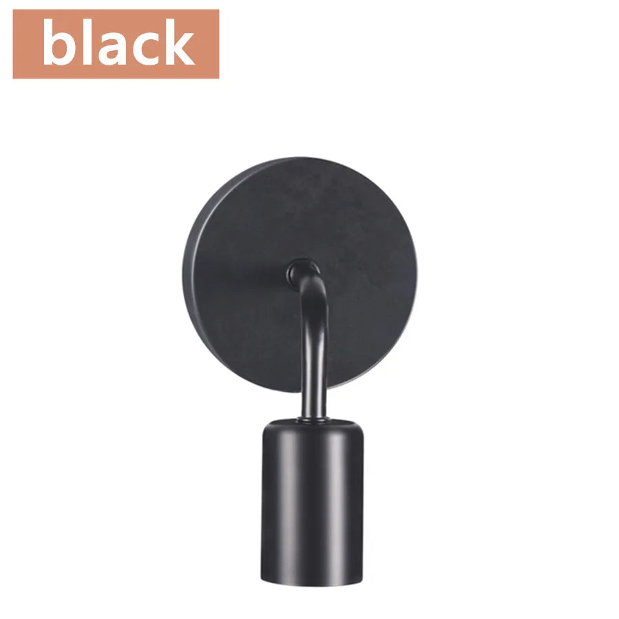 E27 Nordic Modern Wall Lamp Iron Black Indoor Lighting Bedside Bathroom Bedroom Lamp Sconce Wall Light Fixture Decor Industrial Qme black without bulb