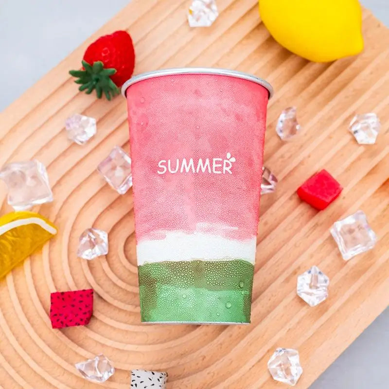 Cherry Blossom Pattern Color Changing Aluminum Cup Anti Fall For Cold Drink Beer Cola Juice Bar Outdoor Home Qme
