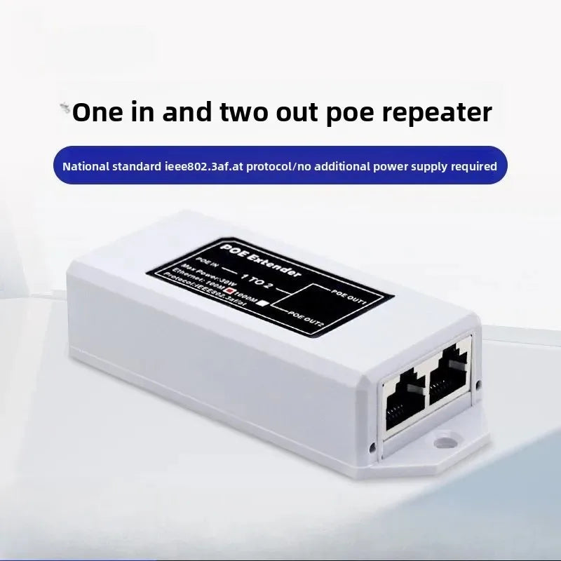 1PCS 100Mbps Standard POE Splitter Repeater Cascade Device POE 1-in-2-out Extender Amplifier Qme 100Mbps