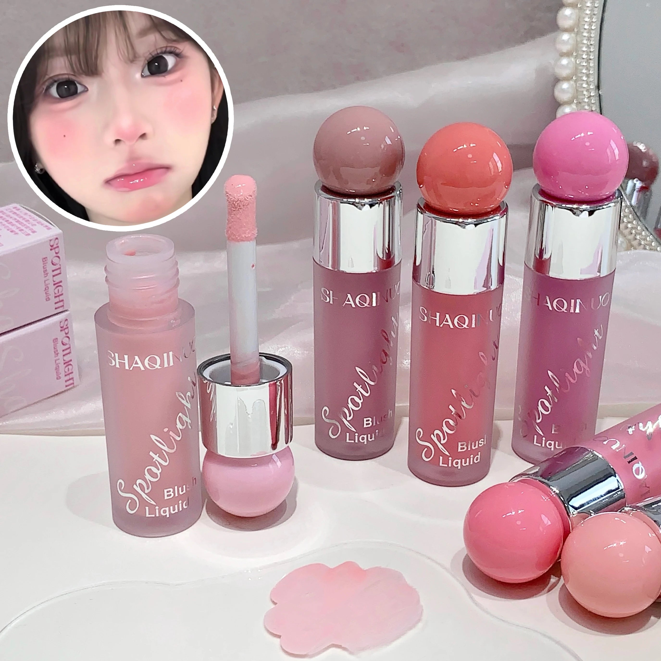 SHAQINUO Light Blush Liquid Moisturizing Mirror Vitality Whitening Qme