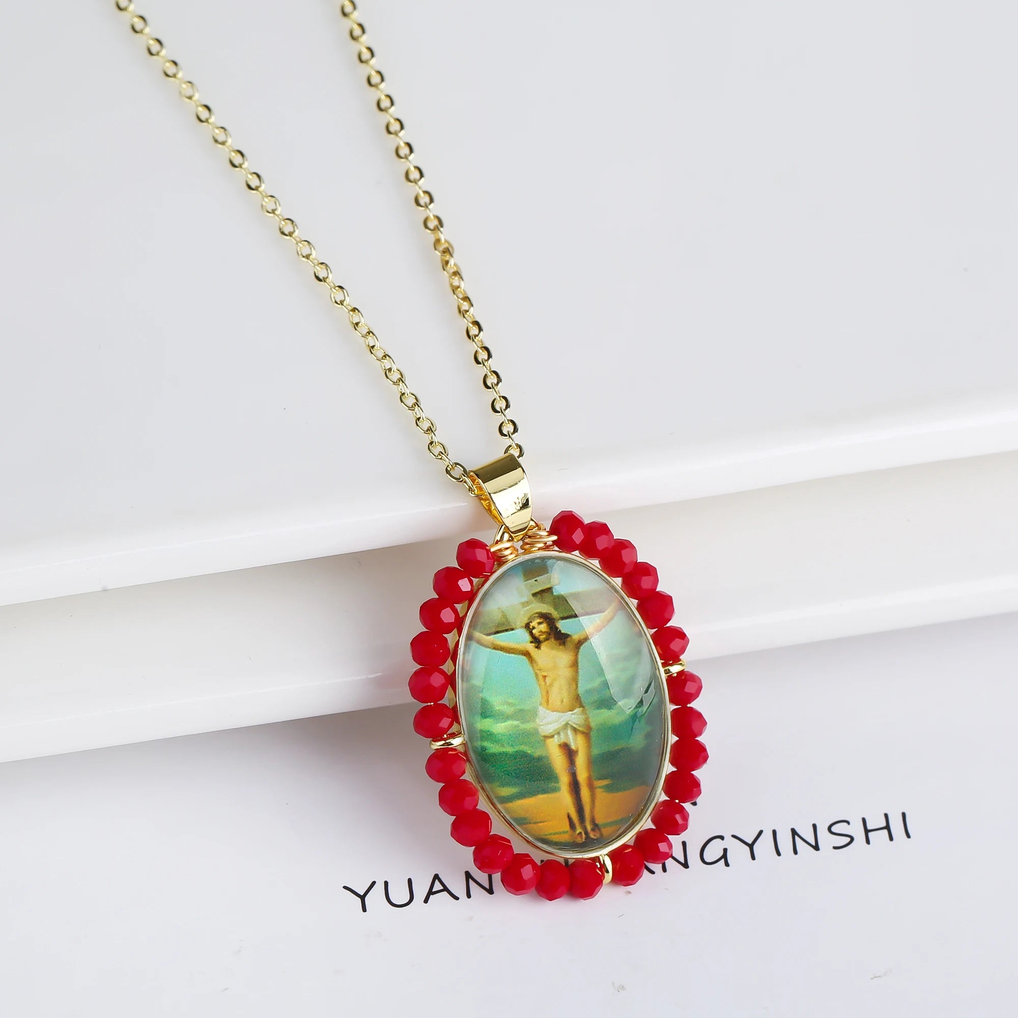 New Creative Crystal Religious Figures Photo Pendant Necklace Personalized For Women Men Copper Neck Jewelry Holiday Gifts Qme 4