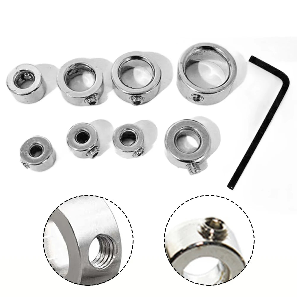 1set Drill Stoper Collar 3-16mm Depth Stop Collars For Ring Positioner With Wrench Drill Bit Locator Woodwork Tools Qme Default Title