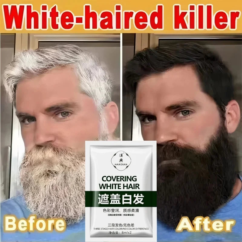Herbal Anti-grey Treatment Hair Dye Shampoo White To Black Permanent Repair Natural Color Nourish Scalp Hair Care Products Qme