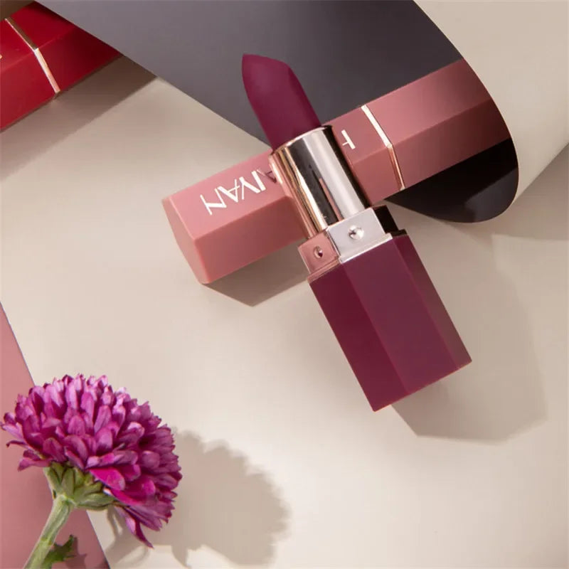 6 Colors Matte Waterproof Long Lasting Velvet Lipstick Sexy Red Nude Pigments Makeup Profissional Lip Make Up Lipstick Cosmetic Qme
