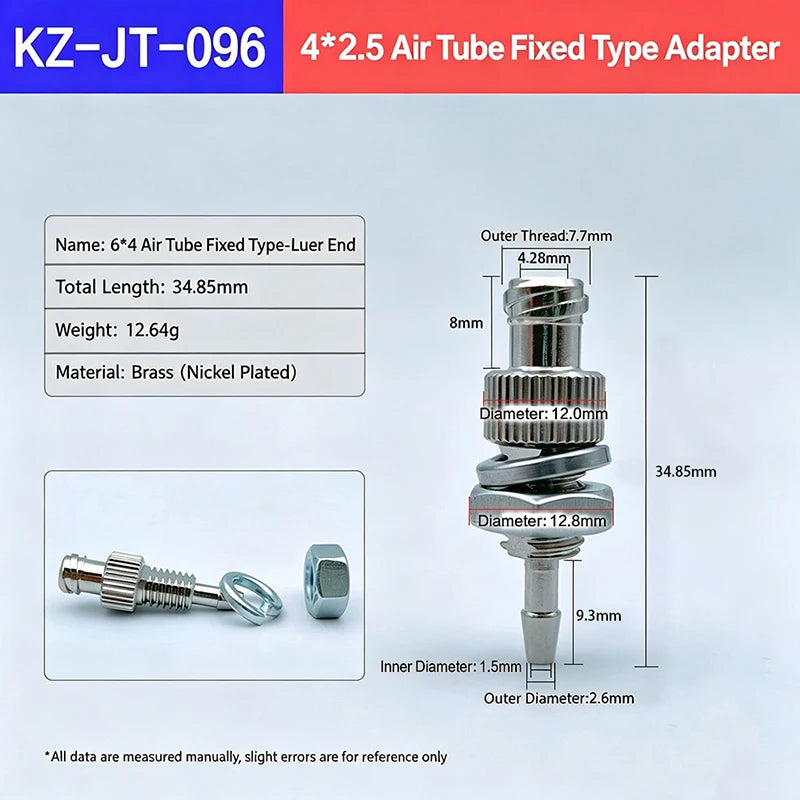 Tracheal Connector Luer Lock Adapter Fitting Dispenser Nickel Plated Qme A4