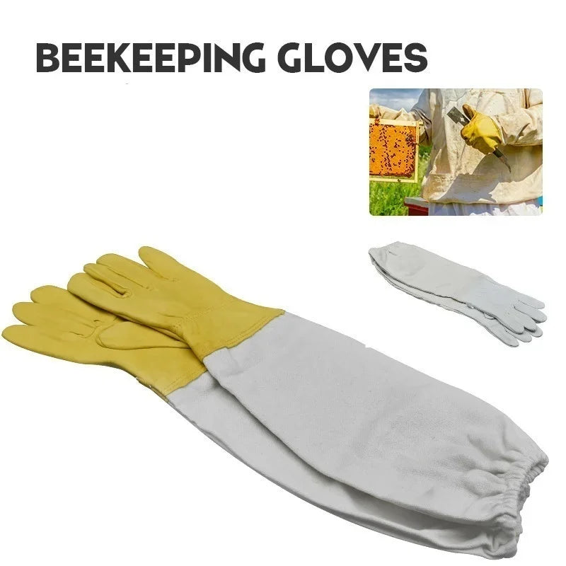 Beekeeper Protective Gloves Anti Bee Breathable Goatskin Yellow Qme