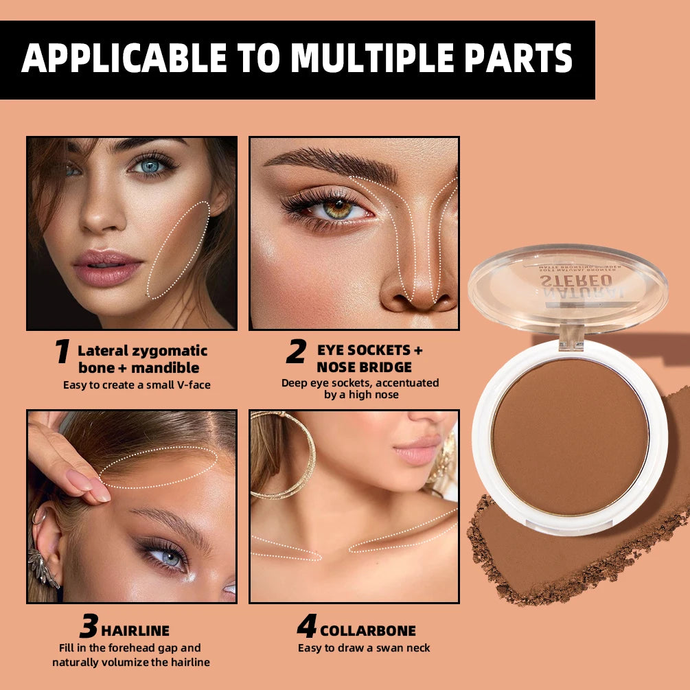 QIBEST Face Bronzer Makeup Contour Shading Powder Trimming Powder Cosmetic Face Concealer Highlighter Bronzer Palette For Women Qme