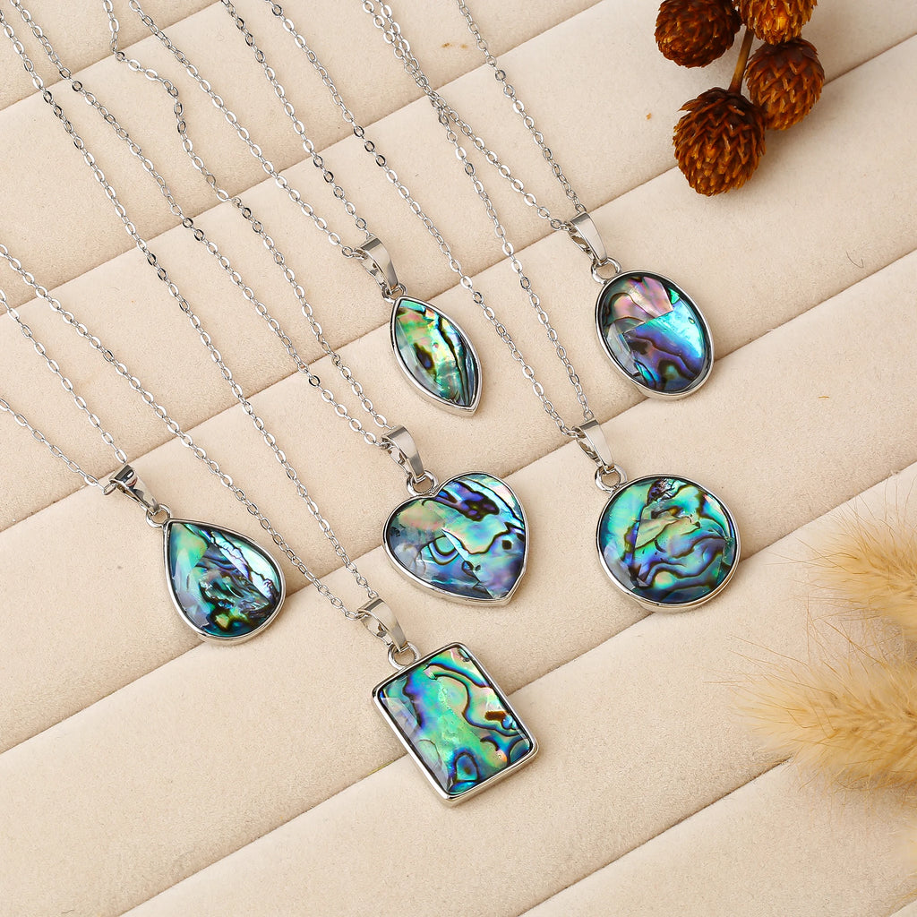 New Arrivals Natural Abalone Shell Pendant Necklace Silver/Gold Waterdrop Heart Shell Choker Fashion Beach Jewelry Women Gift Qme
