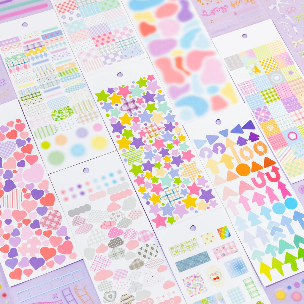 30/60 Pcs Cartoon Die-Cutting Sticker Book Kit Multi-Material Scrapbooking Decor Journal Supplies Aesthetics Stationery Qme