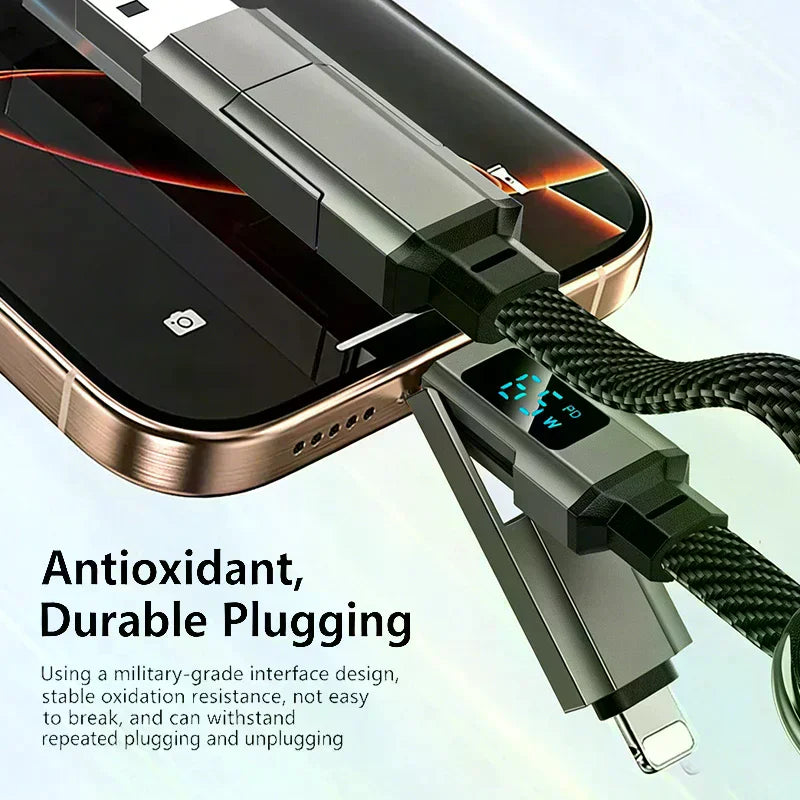 Fast Charging 4-in-1 Keychain Data Cable Smart Digital Display Qme