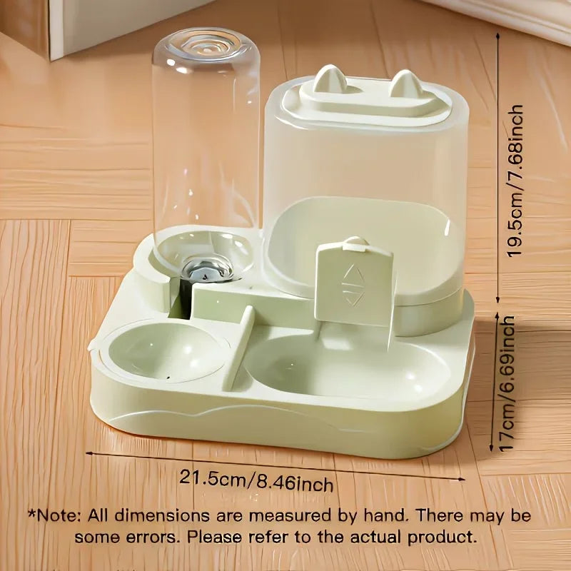 2-in-1 Large Pet Feeder & Water Dispenser, Dry Wet Separation, Durable Plastic, Transparent, No Battery, For Cats Dogs Travel Qme