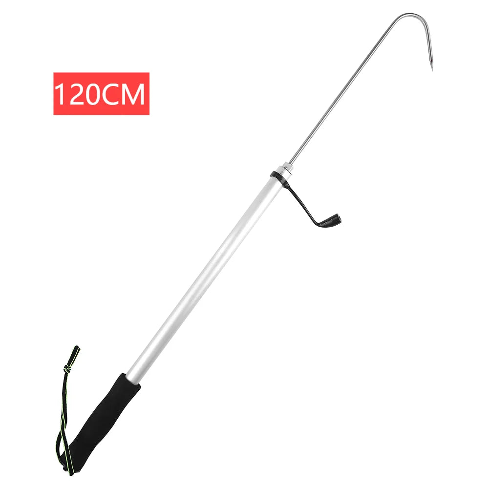 Telescopic Fish Gaff Stainless Steel Ice Sea Fishing Spear Hook Flexible Fishing Gaff Holder Spear Hook Gripper Tool Accessories Qme 1Pc 120cm