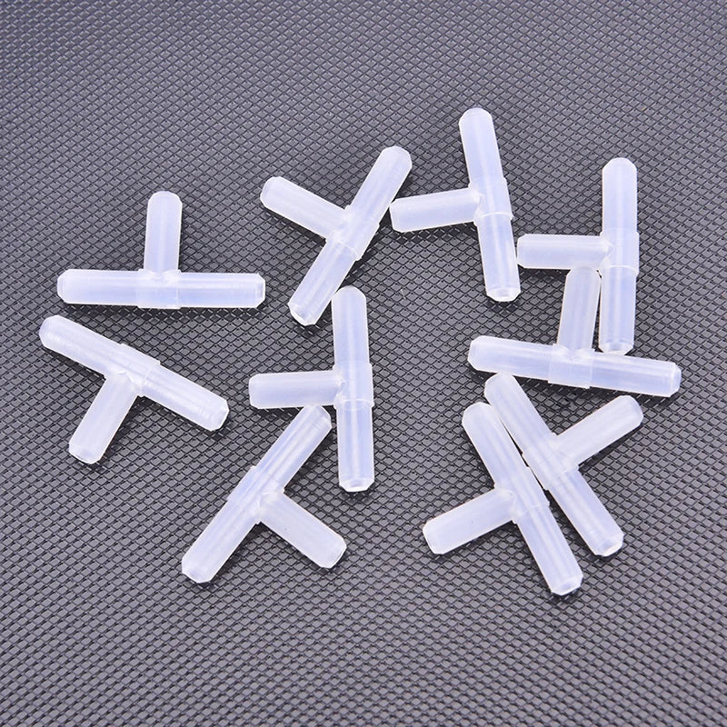 10PCS 4mm Plastic Tee's "T" 3-Way Fish Tank Acuarios Aquarium Air Pump Line Tubing Joints Connectors Air Pump Accessories. Qme