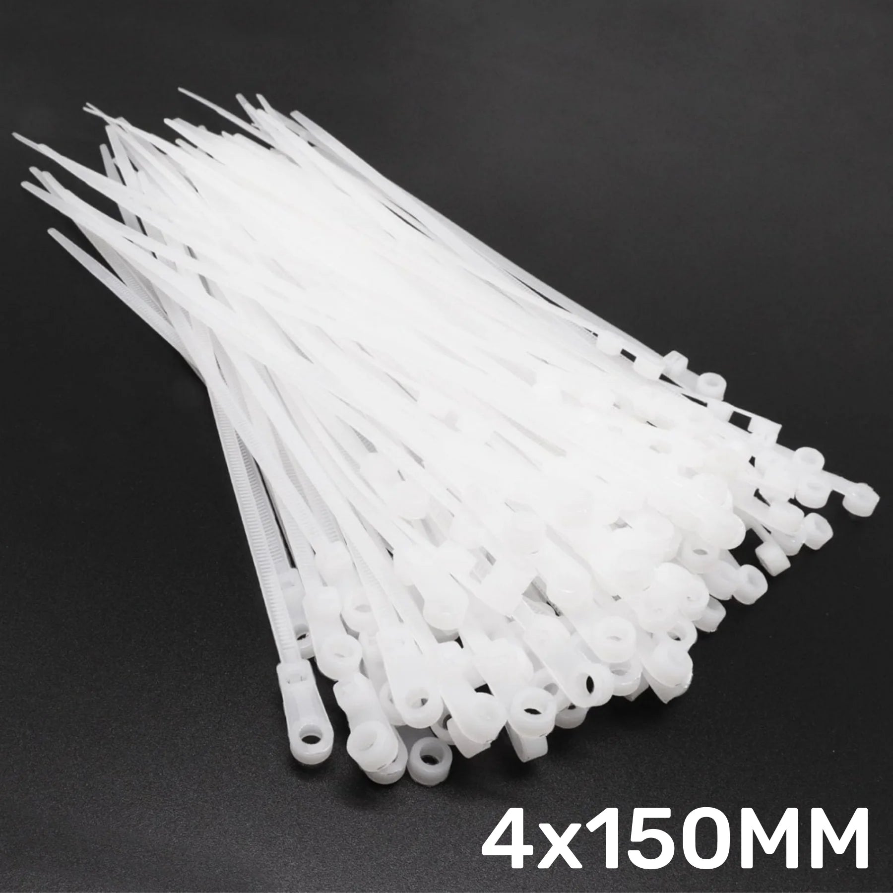 100-1000PCS Screw Hole Cable Ties Heavy Duty Adjustable Self-locking Nylon Cable Ties DIY Office Cables Wire Fasten Organizer Qme White 1000PCS