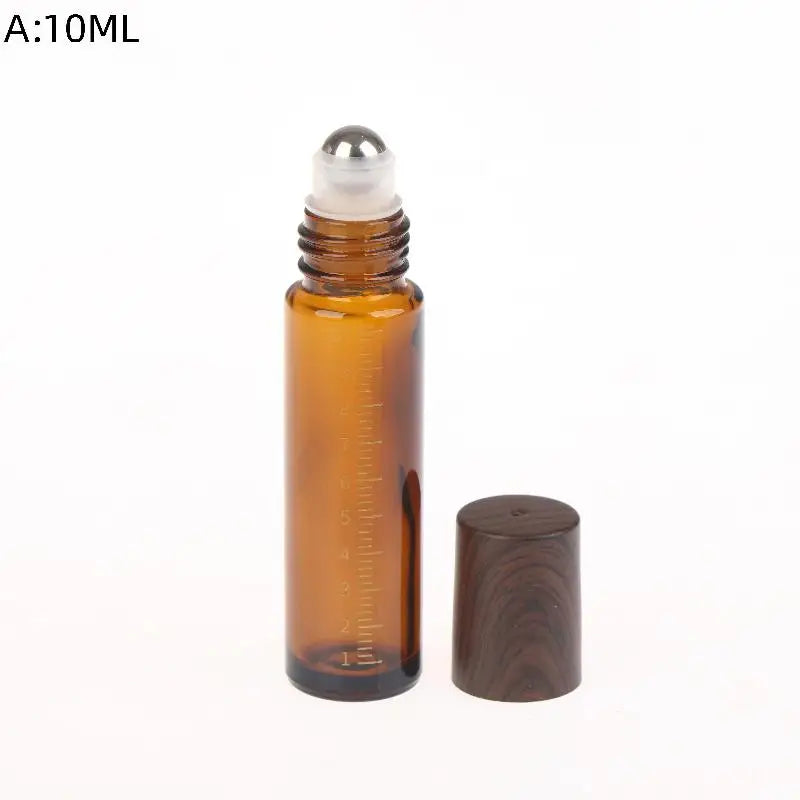 Glass Roll Bottles Plastic Wood Grain Cap Sample Roller Ball Vials Qme 10ML A