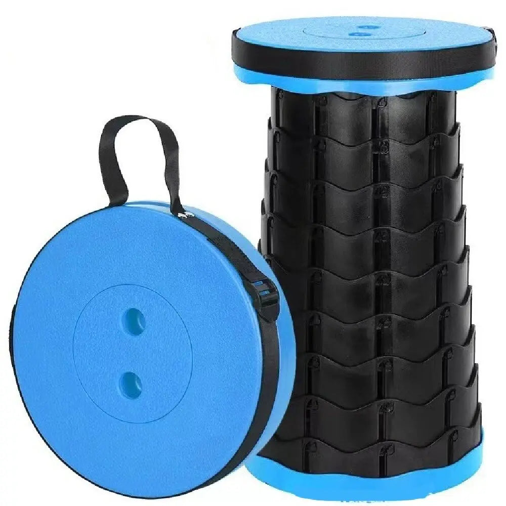 Outdoor Portable Rainbow Fold Expandable Lightweight Plastic Stool Travel Queue Camping Fish Home Saving Space Telescopic Stool Qme BLUE-BLACK