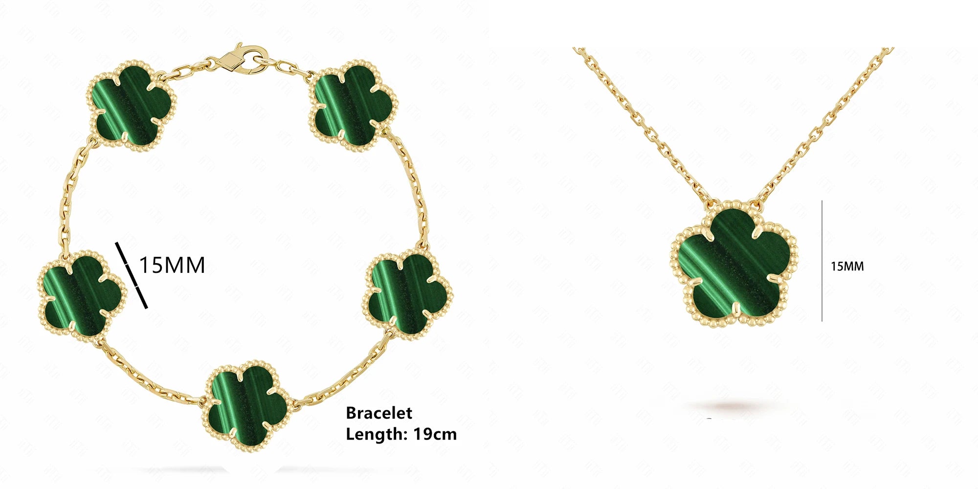 INS Hot Selling 15mm Natural Stone Five Leaf Flower Set Bracelet Necklace Flower Jewelry For Women Free Shipping For Daily Wear Qme