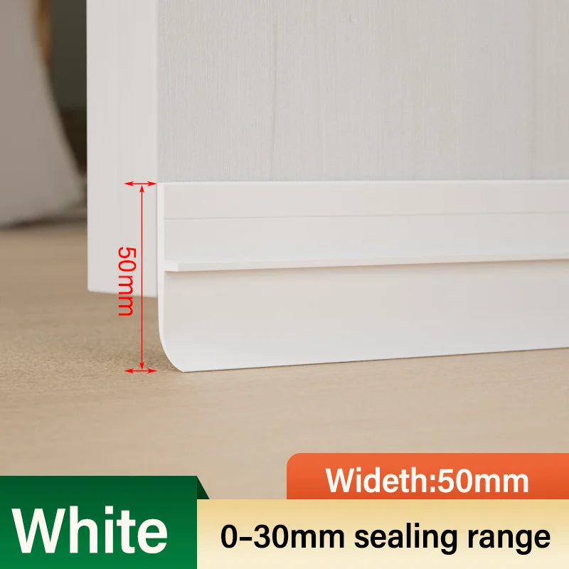 Self-Adhesive Thickened Door Bottom Sealing Strip Thermal Insulation Door Weatherstrip Anti-cold Window Draft Stopper Tape Qme 5M(1MX5PCS) White 50mm