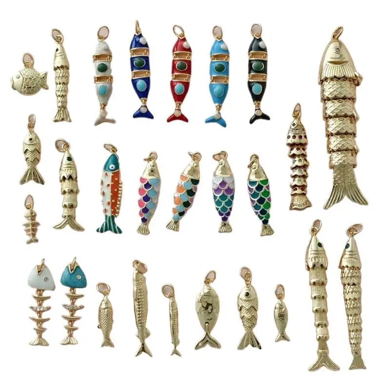 Fashion Cute Colored Enamel Fish Charms For Jewelry Making Supplies Bohemian Animal DIY Earring Bracelet Necklace Accessories Qme