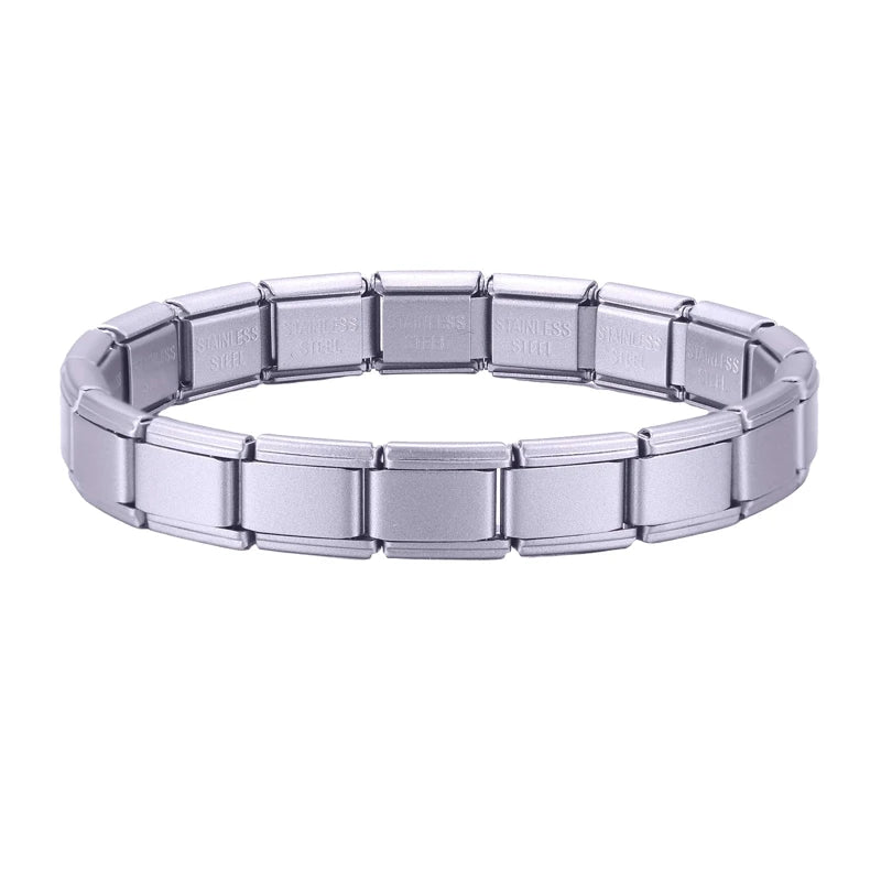 Italian Charm Stainless Steel Bracelets For Women Men 9mm Width Elastic DIY Modular Bracelet Jewelry Gift Black Gold Bracelets Qme Style 6
